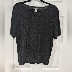 Vintage Briggs New York Black with Metallic Dots Top in Size 1X